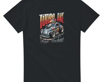 Turbo Rage Car Graphic T-Shirt – Vintage Hot Rod Muscle Car Tee, Drag Racing Shirt, Classic Car Lover Gift