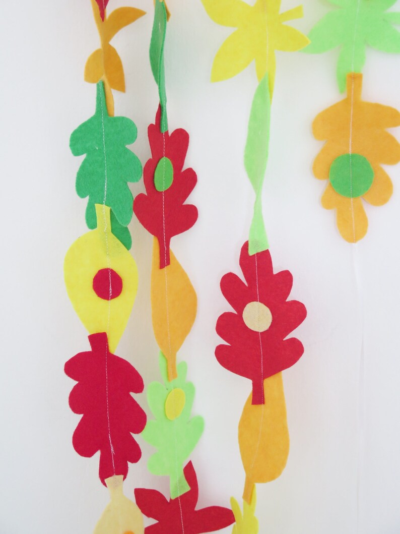 Thanksgiving Decor Free shipping Handmade Fall Leaf Autumn Garland Thanksgiving Garland Red Yellow Green Orange Felt Garland