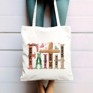 Faith Christian Tote Bag: Bible Verse Religious Gift