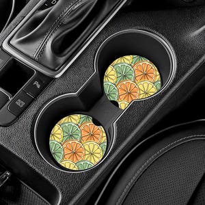 Sottobicchiere per auto a forma di frutta, portabevande con stampe di limoni, sottobicchiere arancione, sottobicchiere per bevande per auto, sottobicchieri per auto a forma di frutta, regalo per auto nuova