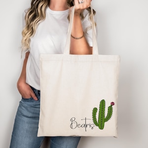 Custom Cactus Tote Bags in Bulk, Custom Name Bag, Promotional Tote Bag, Trade Show Gift Bag, Shopping Bag, Custom Text Tote Bag