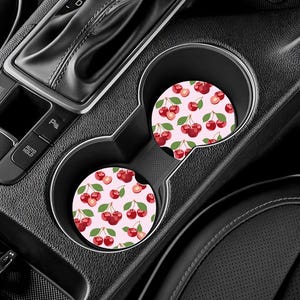 Niedliche Obst-Untersetzer, Kirschauto-Untersetzer, 2-er Set Auto-Untersetzer, niedliches ästhetisches Auto-Untersetzer, neues Autogeschenk, niedliches Autozubehör