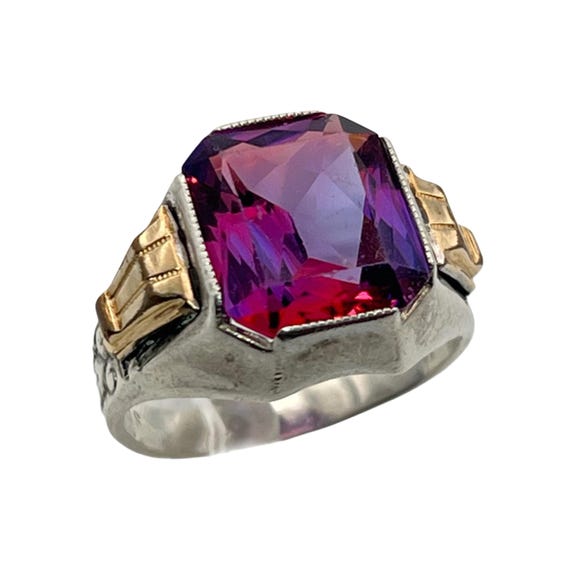 Art Deco Color Change Lab Created Sapphire 925 St… - image 1