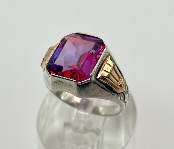 Art Deco Color Change Lab Created Sapphire 925 St… - image 3