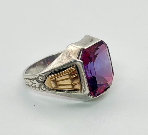 Art Deco Color Change Lab Created Sapphire 925 St… - image 7