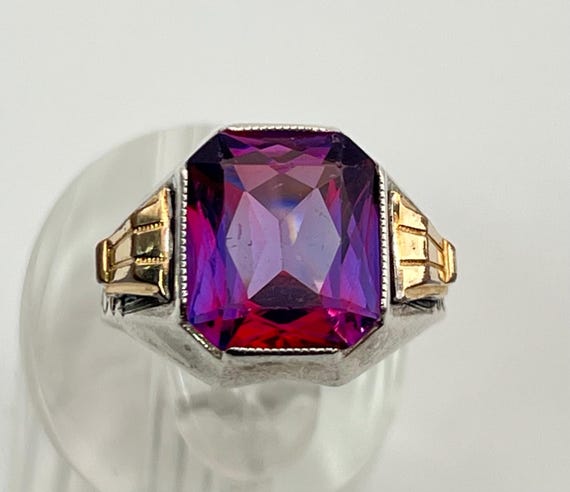 Art Deco Color Change Lab Created Sapphire 925 St… - image 2