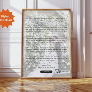Custom Wedding Song Lyric Photo Personalized Digital Wall Art for First Dance Anniversary or Vows Wedding Day Keepsake Gift for Couple