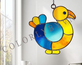 Bird Stained Glass Pattern, Easy Suncatcher Template for Beginners, Instant Download PDF SVG  (L130BI)