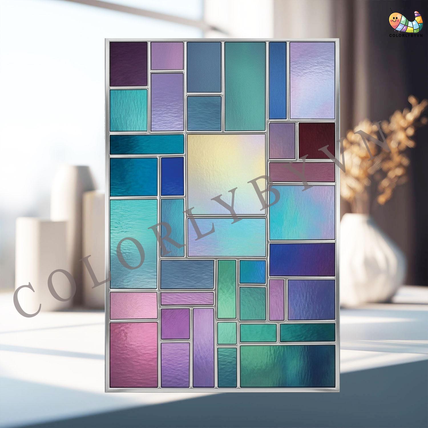 Geometric Stained Glass Pattern: Modern Abstract Window Panel Template ...