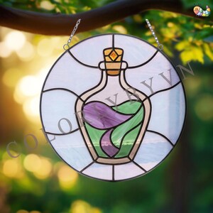 Magic Potion Bottle Stained Glass Pattern, Fantasy Potion Suncatcher Template, Alchemy Bottle Glass Art (L94HA)