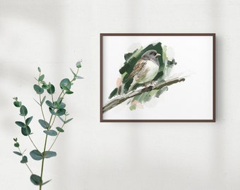 Dark Eyed Junco Art Print, Songbird Illustration, Digital Bird Drawing, Animal Wildlife Postcard