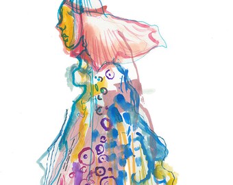 original abstract fashion watercolor figure painting art etsy