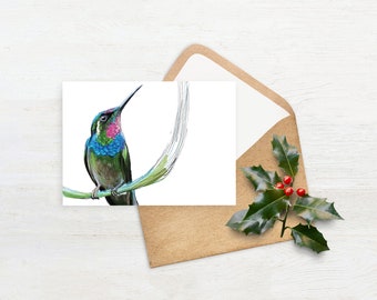Hummingbird Blank Greeting Card, Bird Illustration, Bird Thank You Card
