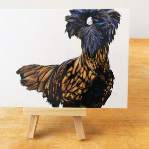 Polish Chicken Print, Bird Wildlife Illustration, Animal Art Postcard PC1 image 3