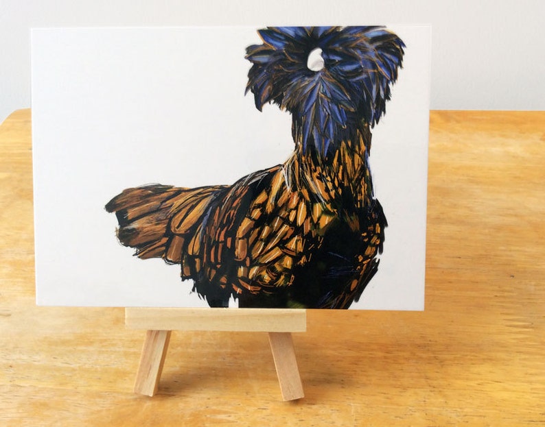 Polish Chicken Print, Bird Wildlife Illustration, Animal Art Postcard PC1 image 3