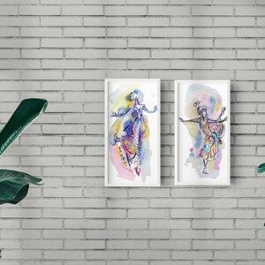 Original Watercolor Abstract Painting depicting a Surreal Fashion Illustration 6 x 6 42 image 3