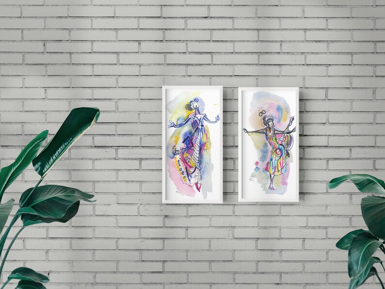 Original Watercolor Abstract Painting depicting a Surreal Fashion Illustration 6 x 6 42 image 3