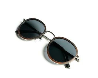Gafas de sol WOOD - Hechas a mano con madera de ébano y nogal, lentes polarizadas, protección UV400 (SOL)
