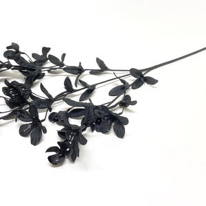 BLACK Artificial Azalea Flower Spray - Artificial Flowers, Silk Flowers, Flower Crown, Centerpiece, Millinery, Hair Accessory, Hat, Wreath
