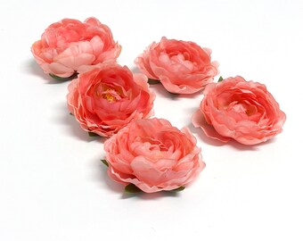 Coral Silk Flower Etsy
