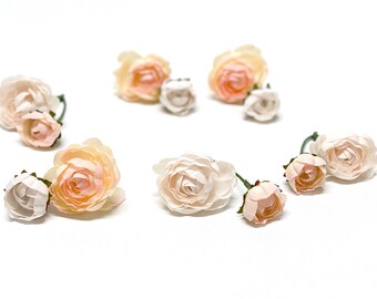 ITEM 01271 silk artificial flower 10 Small Ranunculus in Light Coral Orange