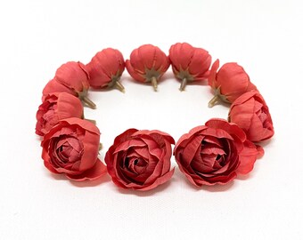 Corsage Artificial Flowers Tutu Wedding Flower Crown Hair Accessories Millinery Wreath 5 CORAL Orange Artificial Roses- Silk Flowers