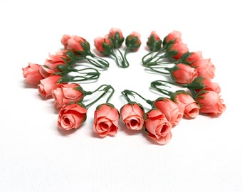 Corsage Artificial Flowers Tutu Wedding Flower Crown Hair Accessories Millinery Wreath 5 CORAL Orange Artificial Roses- Silk Flowers