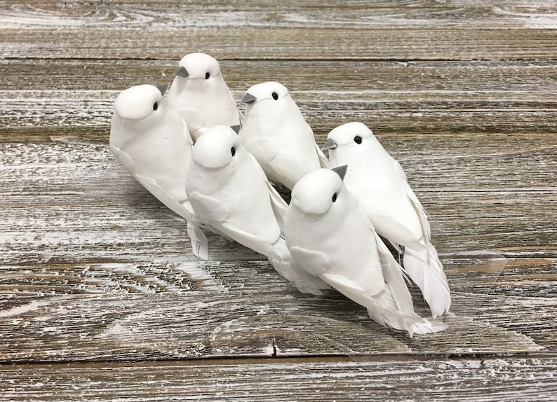 6 Decorative Artificial WHITE DOVE Birds On CLIPS Craft Embellishment Home Decor, Christmas Decorations, Wedding Birds, Hair Accessories image 4