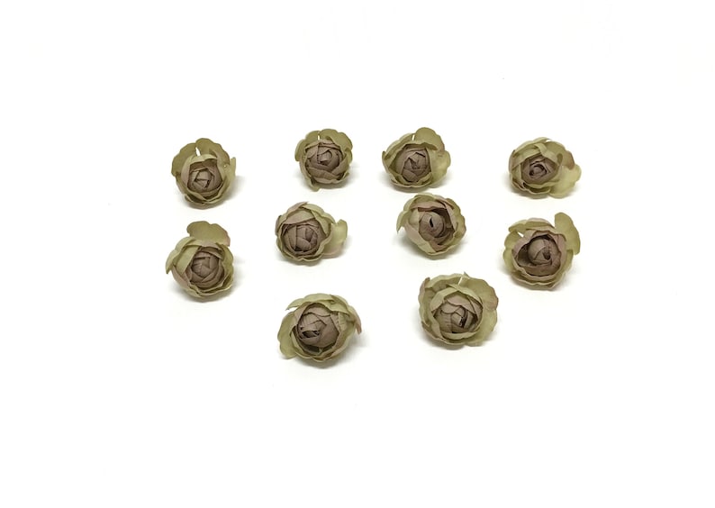Flower Crown Millinery Hair Accessories Wedding Hat 10 Sage Green Artificial Ranunculus Buds-Artificial Flowers Circlet Silk Flowers