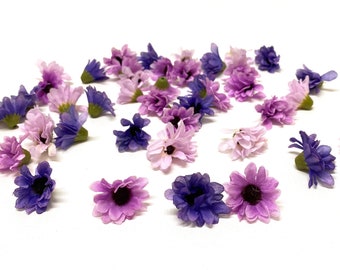 40 Small Artificial BUDGET Daisies in Shades of Purple - Artificial Flowers, Silk Flowers, Flower Crown, Wildflowers, Hair Accessory, Hat