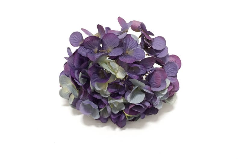 Hydrangea Head in Shades of Purple Artificial Flowers, Flower Crown, Halo, Wedding Flowers, Silk Flowers, Hair Accessories, Millinery, Hat image 1