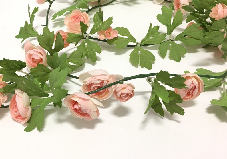 Wedding Crowns Artificial Flowers 6 Ft Blush Pink Mini Ranunculus GARLAND Wedding Arbor Silk Flowers Flower Crown Wreath Nursery