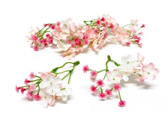 Pink Artificial Baby's Breath Clusters - Gypsophila, Artificial Flowers, Greenery, Filler, Flower Crown, Corsage, Wedding, Silk Flowers