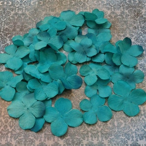 TURQUOISE Hydrangea Blossoms 50 Pcs Artificial Flowers, Silk Flowers, Flower Crown, Millinery, Scrapbooking, Wedding image 4