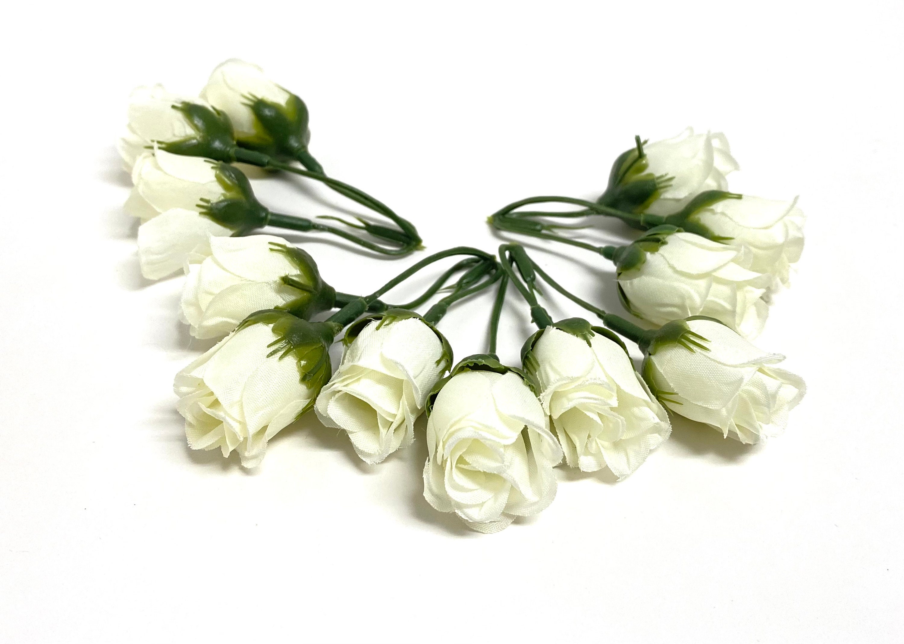12 off White Artificial Rose Buds Silk Flowers Artificial Etsy