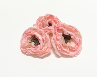 3 Small LIGHT PINK Dry Look Peonies - 2.5 Inches - Artificial Flowers, Silk Flowers, Flower Crown, Millinery, Wedding, Hair Accessories