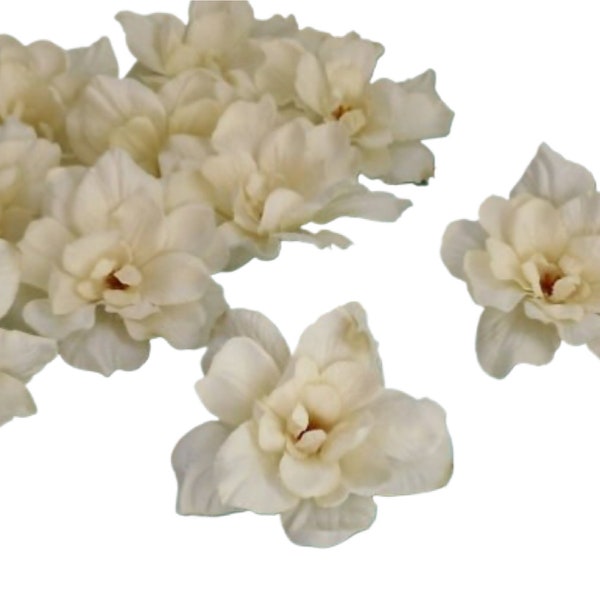 10 Cream Artificial Delphinium Blossoms - Silk Flowers, Artificial Flowers, Flower Crown, Wedding, Scrapbooking, Millinery, Hair Accessories