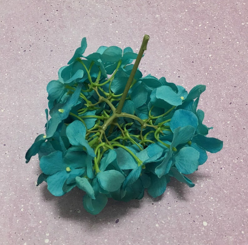 TURQUOISE Artificial Hydrangea Head Artificial Flowers, Silk Flowers, Flower Crown, Hair Accessory, Wedding Flowers, Millinery, Scrapbook image 5