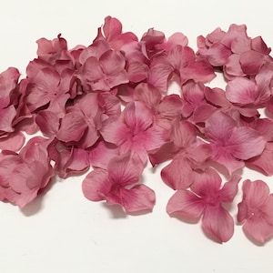 50 Artificial Hydrangea Blossoms in Mauve - Silk Flower Petals, Artificial Flowers, Scrapbooking, Tutu, Hair Accessories, Flower Crown, Hat