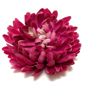 Silk Flowers One Jumbo PINK Mum on a CLIP 5.5 Inches Artificial Flowers image 1