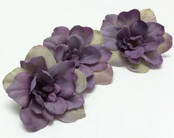 3 Artificial Purple and Beige Delphinium Blossoms - Artificial Flowers, Silk Flowers, Flower Crown, Hair Accessories, DIY Wedding Flowers