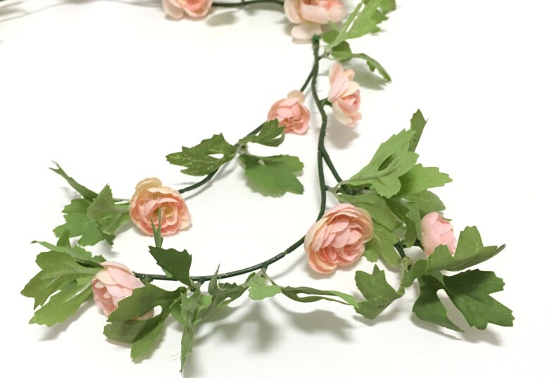 Wedding Crowns Artificial Flowers 6 Ft Blush Pink Mini Ranunculus GARLAND Wedding Arbor Silk Flowers Flower Crown Wreath Nursery