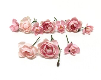 10 Small Lavender Pink Blush Artificial Ranunculus Flowers - Artificial Flowers, Silk Flowers, Hair Accessories, Flower Crown, DIY Wedding