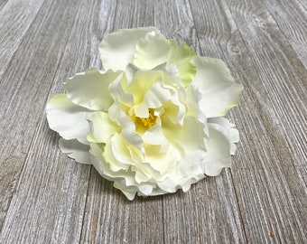 1 Cream Yellow Green Artificial Peony - 5.5 Inches - Artificial Flower, Silk Flowers, Hair Accessories, Flower Crown, Wreath