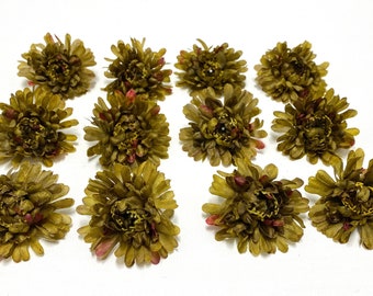 12 Avocado Green Artificial Marigolds - Artificial Flowers, Wedding Flowers, Silk Flowers, Flower Crown, Hair Accessories, Corsage, Wreath