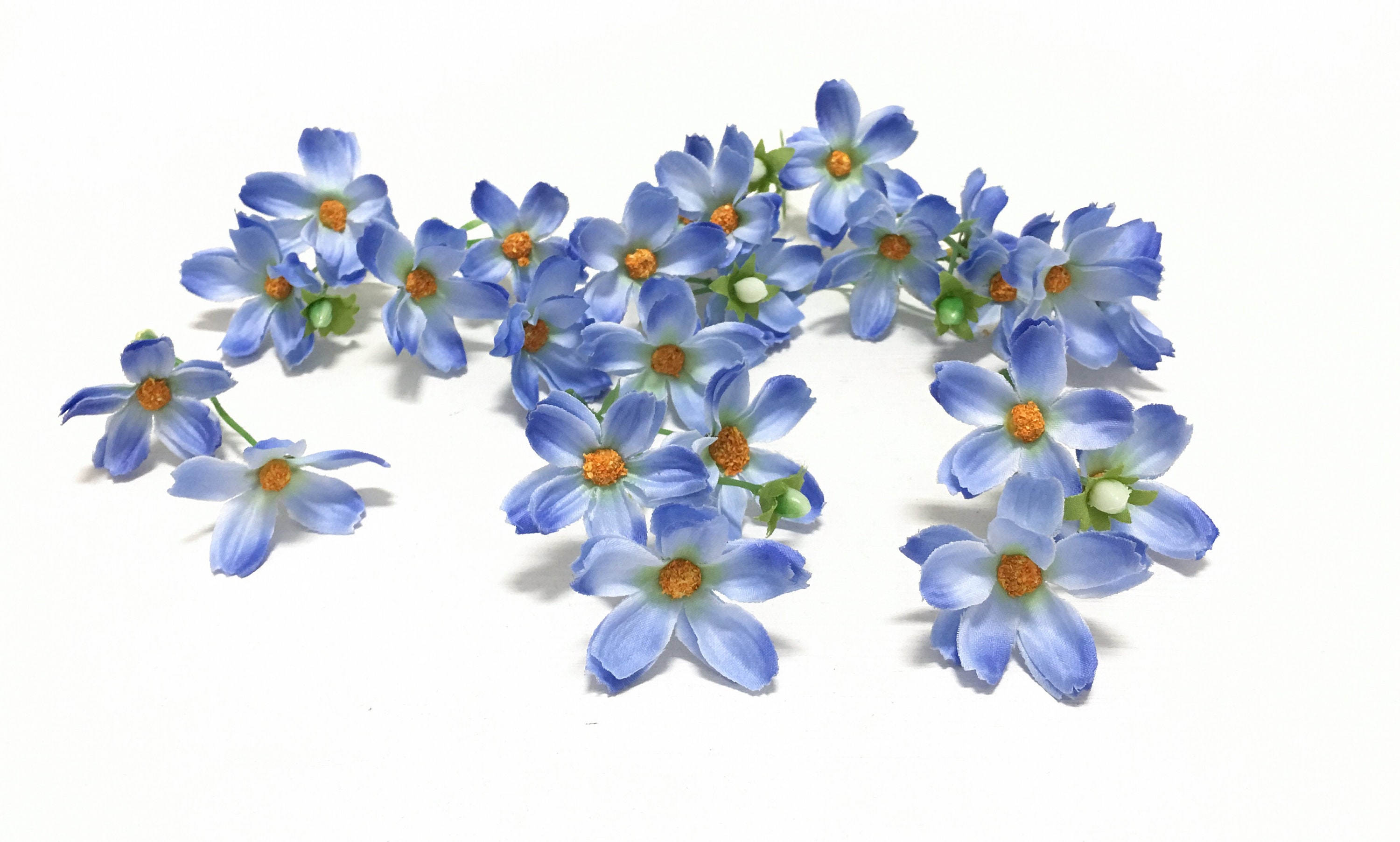 24 Baby Cosmos in Periwinkle Blue Artificial Flowers Silk Etsy UK