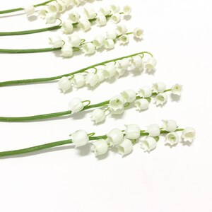 6 Plastic Lily of the Valley Flower Stems Artificial Flowers, Greenery, Filler, Wedding Flowers, Millinery, Hair Accessories, Tutu, Hat image 5