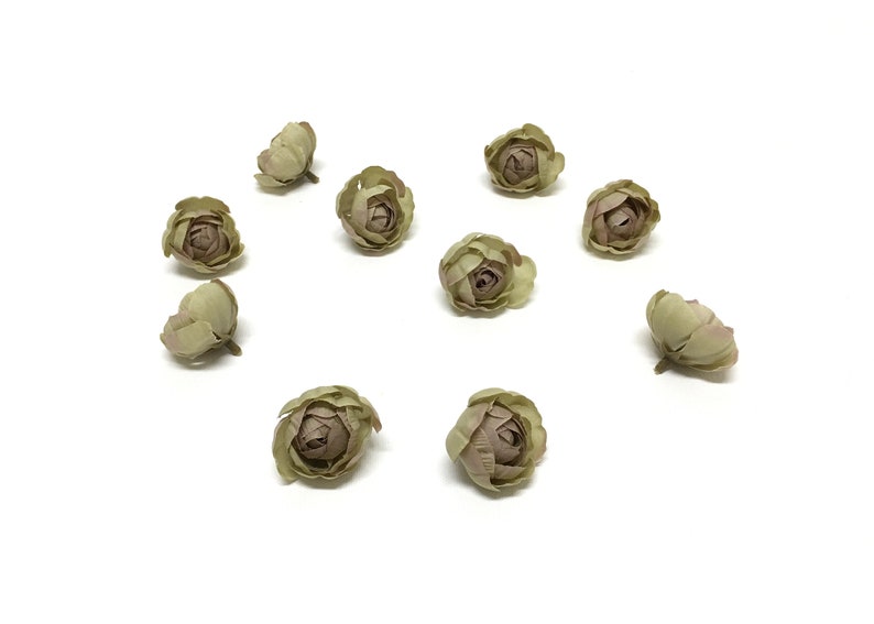 Flower Crown Millinery Hair Accessories Wedding Hat 10 Sage Green Artificial Ranunculus Buds-Artificial Flowers Circlet Silk Flowers