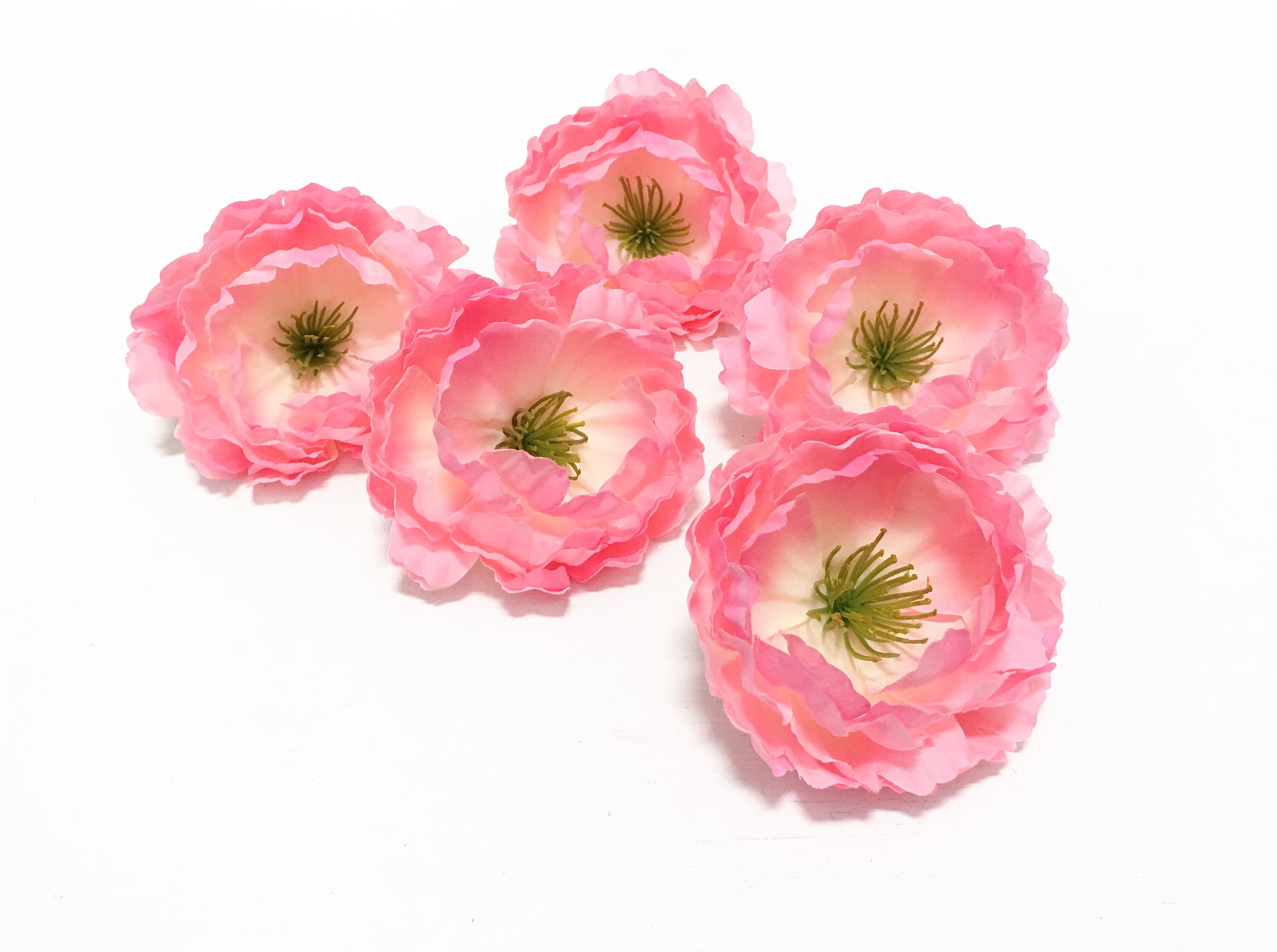 5 Small HOT PINK Peonies 3.5 Inches Artificial Flowers Etsy