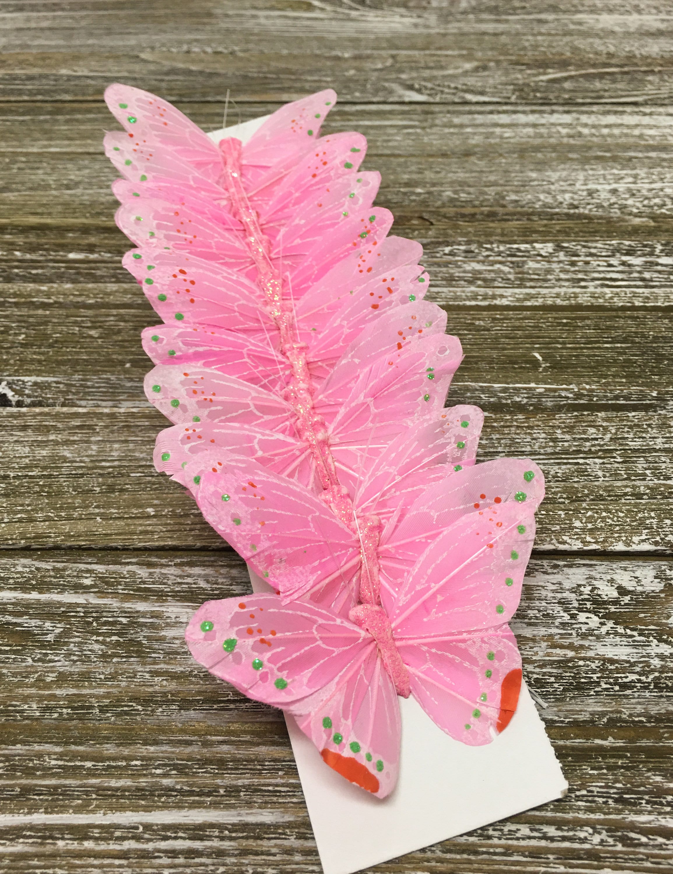 12 Large 7 Monarch Feather Butterflies on Wire for Costumes, Floral Accent,  Crafts, Hats, Home, Garden, Xmas Tree, Cake Topper 